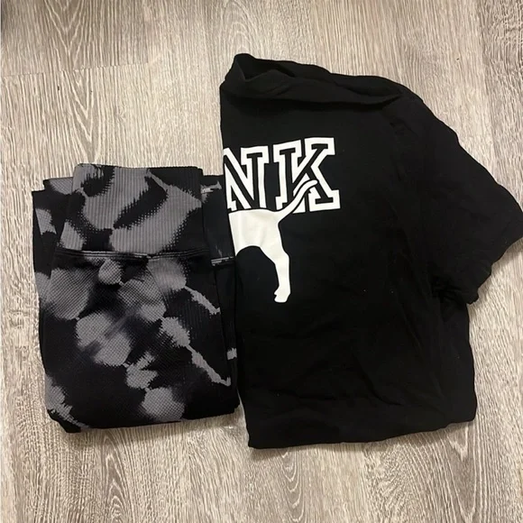 2 PIECE PINK VICTORIA’S SECRET BUNDLE TOP & LEGGINGS - Picture 12 of 13